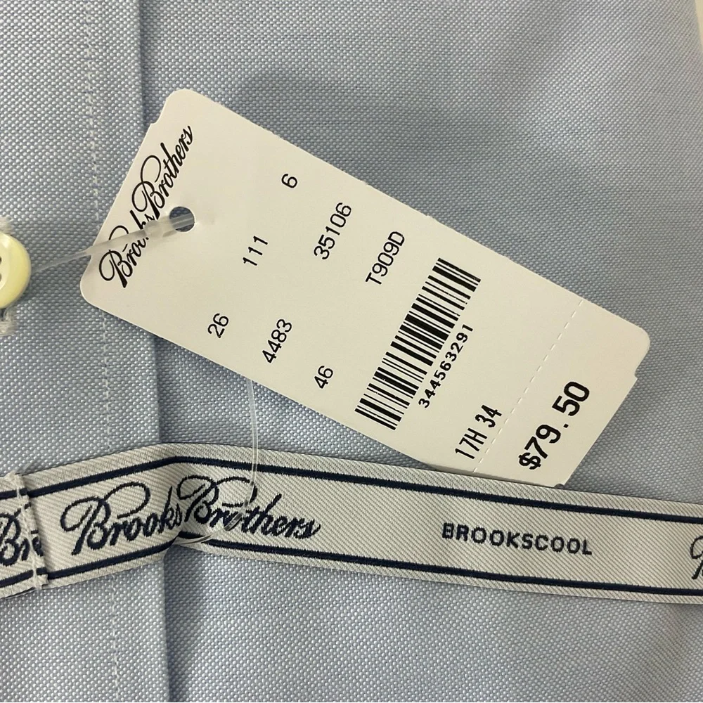 Vintage Brooks Brothers Men’s Blue Dress Shirt Size 17.5 34 New with Tags - Picture 4 of 6